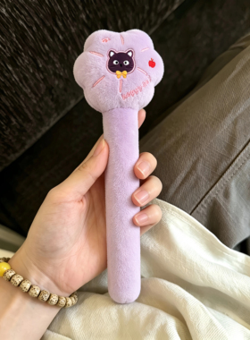 可爱猫咪毛绒刺绣按摩棒便携卡通