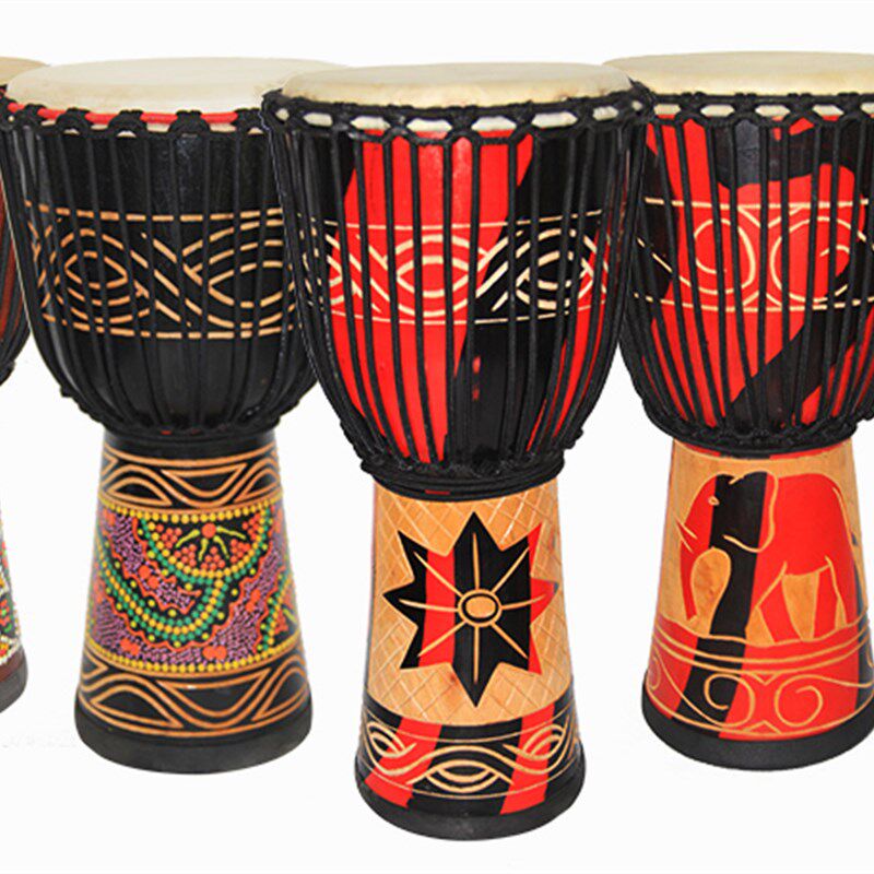 极速非洲手鼓8寸10寸12寸非洲C鼓初学印尼进口整木掏空雕刻丽江羊