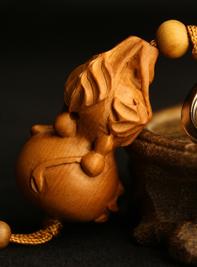 新品桃木b葫芦挂件手工实木雕刻木质汽车钥匙扣男女款个性创意可