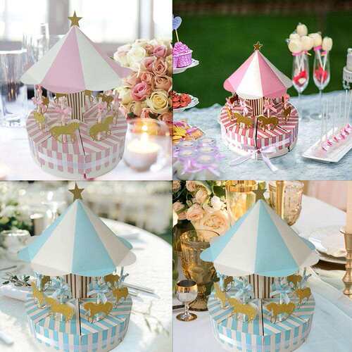 极速White Cgard Paper Candy Box Romantic Carousel Candy Box