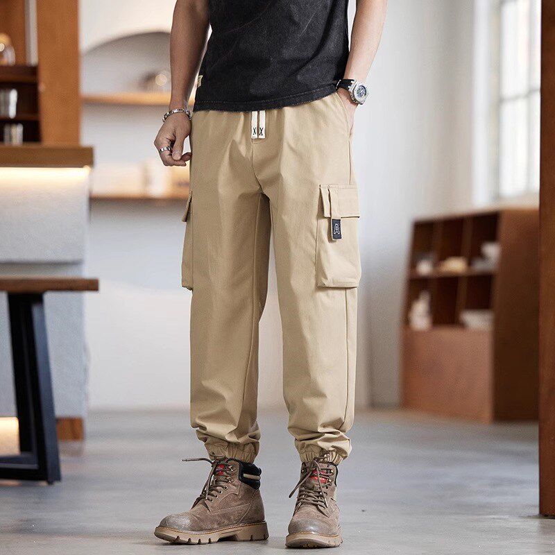 新品加肥加大工装休闲裤s胖子宽松简约百搭束脚长裤大码男装松紧