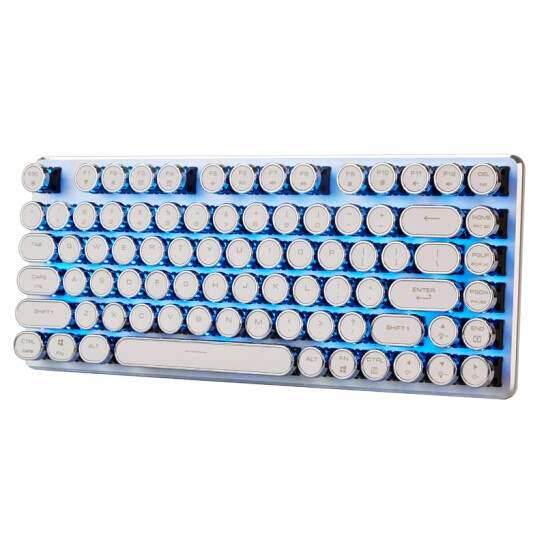 极速魔蛋(maicforce)蒸汽朋复古F打字机键盘82键 樱桃茶轴 白银