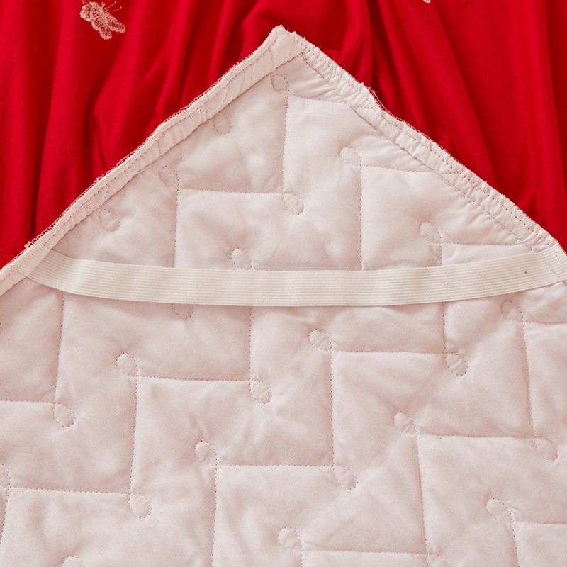极速加厚保暖宝宝绒床裙三件套z夹棉加绒婴儿珊瑚绒结婚红色床套