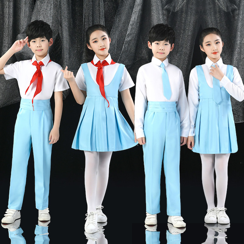 极速六一儿童节的裙子o爱国朗诵演出服少先队员红领巾表演合唱服