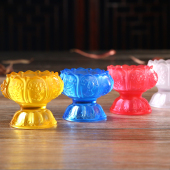 新品 家用供奉蜡烛台七彩t琉璃莲花酥油灯座多功能供佛供水杯供佛