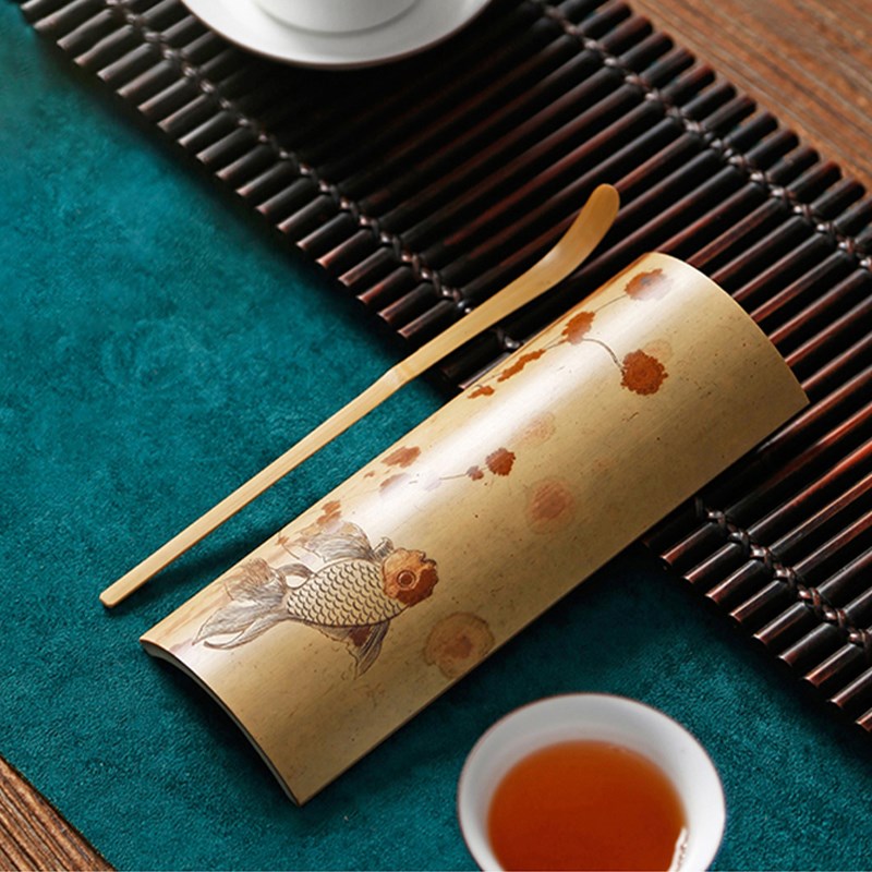 极速复古竹雕茶则老煤竹茶勺斑竹赏茶H荷手工雕刻梅妃功夫茶具配