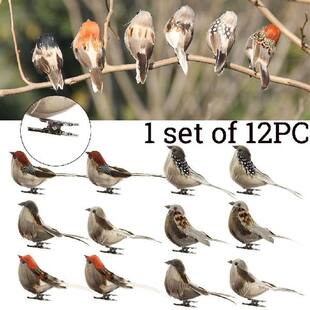 极速12pcs/Set Simulation Feather Birds ModMels Fake Artifici