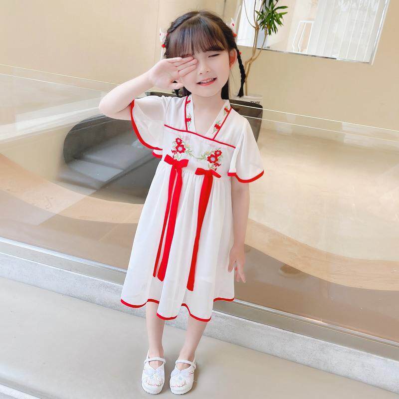 极速中小童超仙高级汉服连衣裙儿童G雪纺仙气短袖襦裙夏季工厂