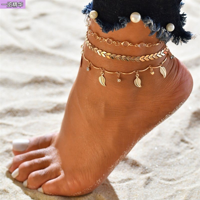 极速跨境Ladies Beach Personawlity Anklet Set Fringe Foot cha