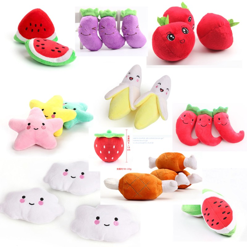 极速12cm dChew Squeaker Squeaky Plush Sound Fruits Vegetable
