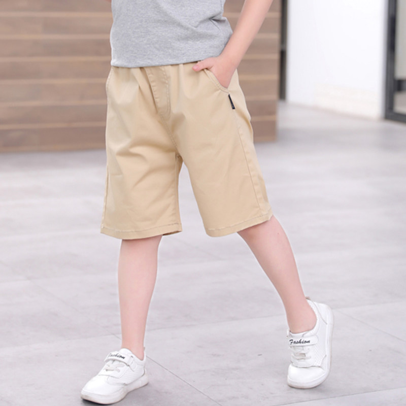 极速儿童浅卡其色k短裤英伦弹力男童薄款休闲五分裤小学生藏青中