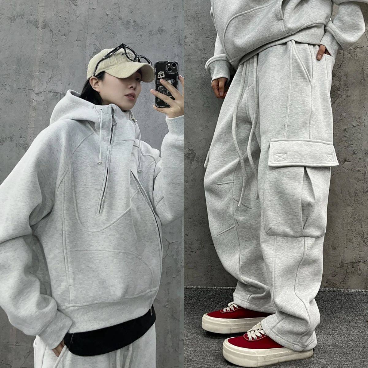 尹小鸡 秋冬加厚复古重磅500g针织斜拉链结构开衫连帽卫衣男女087,男装,时尚套装,淘宝优惠券,粉丝福利购,淘宝优惠卷