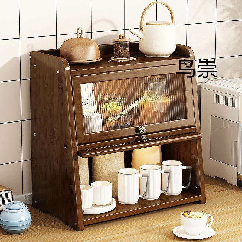 实木餐边柜置物架餐桌收纳柜子杂物储物柜胡桃木色橱柜碗柜矮柜