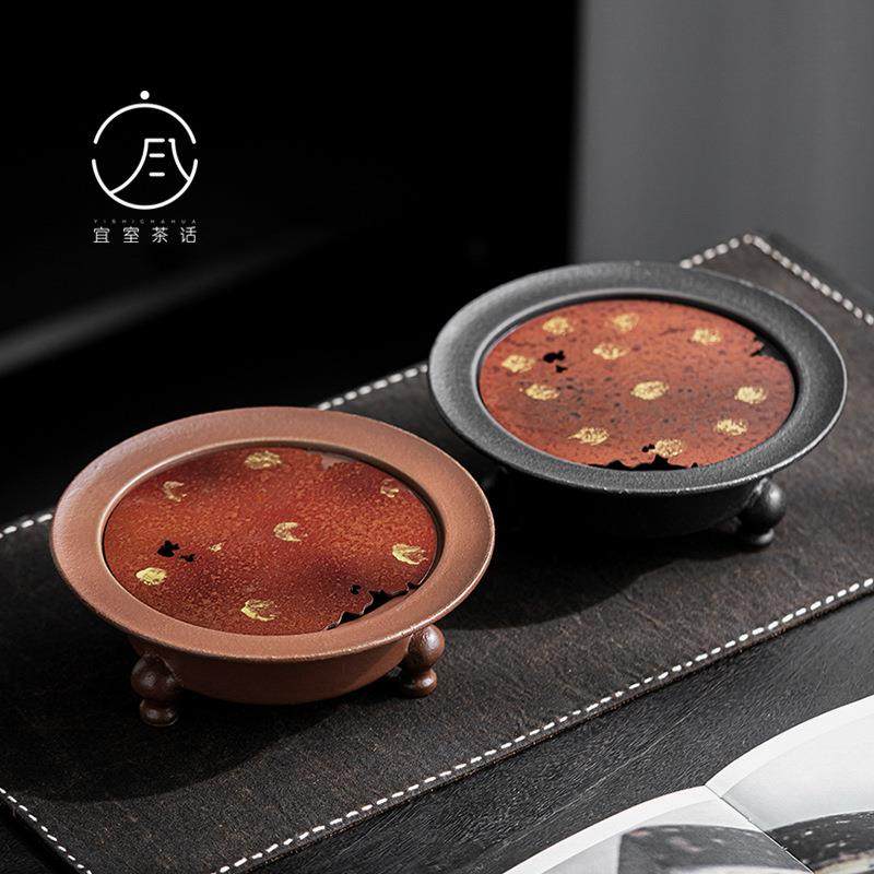 宜室茶话复古紫铜三足壶承家用储水干泡台茶台紫砂壶托盘小型茶盘