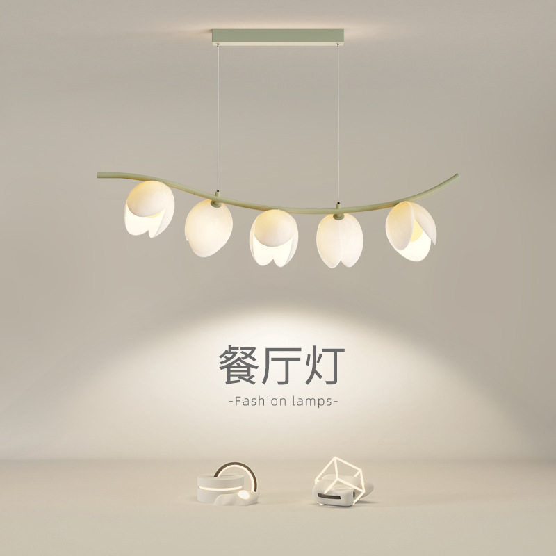 设计师奶油风餐桌餐厅灯网红爆款简约现代长条意式极简吧台吊灯具