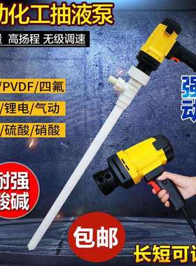 手提电动化工泵抽酸碱泵rpp乙酸防腐蚀泵耐高温耐酸碱220v插桶泵