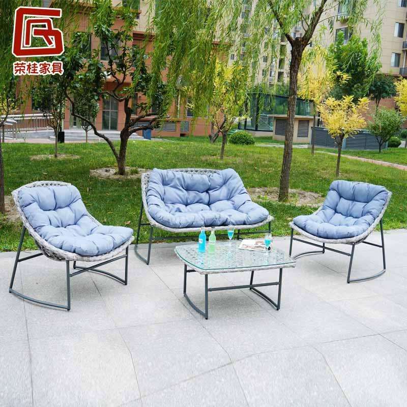 户外藤椅阳台桌椅三件套室外别墅庭院藤编露台简约休闲小茶几组合