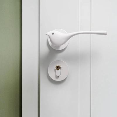 烁盾小鸟门锁现代室内卧室房门锁静音磁吸木门锁白色分体门把手