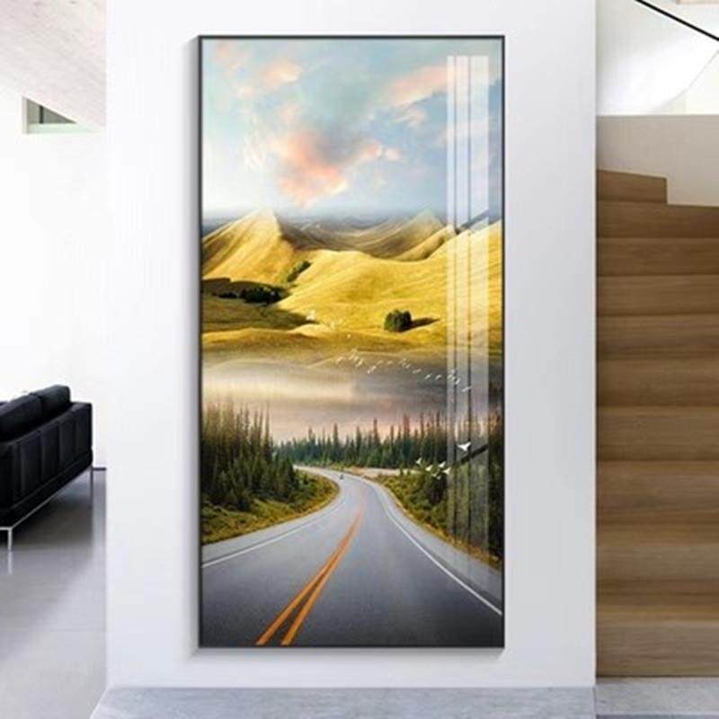 风景大海玄关装饰画竖版走廊尽头过道壁画免打孔现代客厅大气挂画