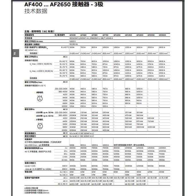 ABB交直流通用接触器AF580-30-11*100-250VAC/DC48-130VAC/DC