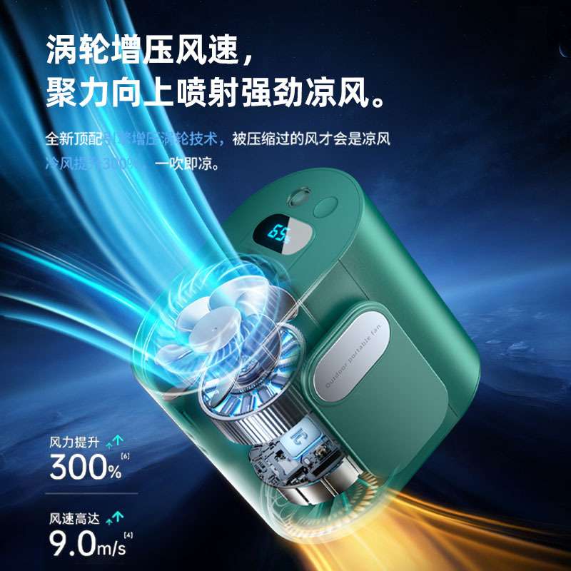 2024便携式迷你挂腰小风扇usb充电户外懒人登山用户外便携