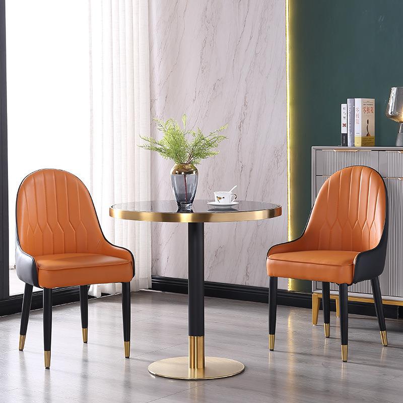 轻奢不锈钢大理石售楼处洽谈桌椅组合简约休闲阳台接待会客小圆桌