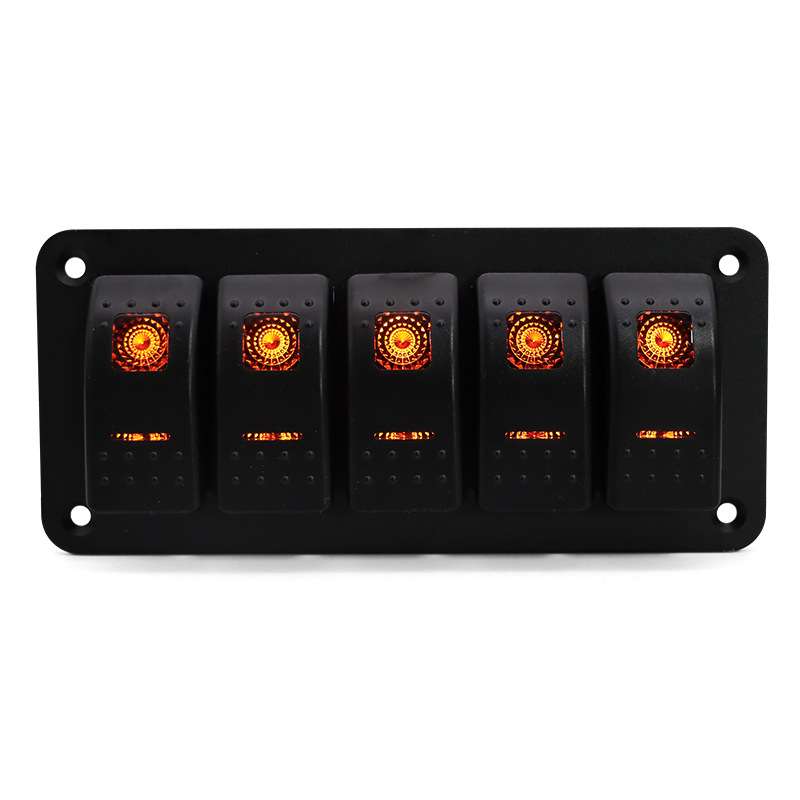 5位车船用开关船形摇杆面板 游艇房车汽车改装5位翘板开