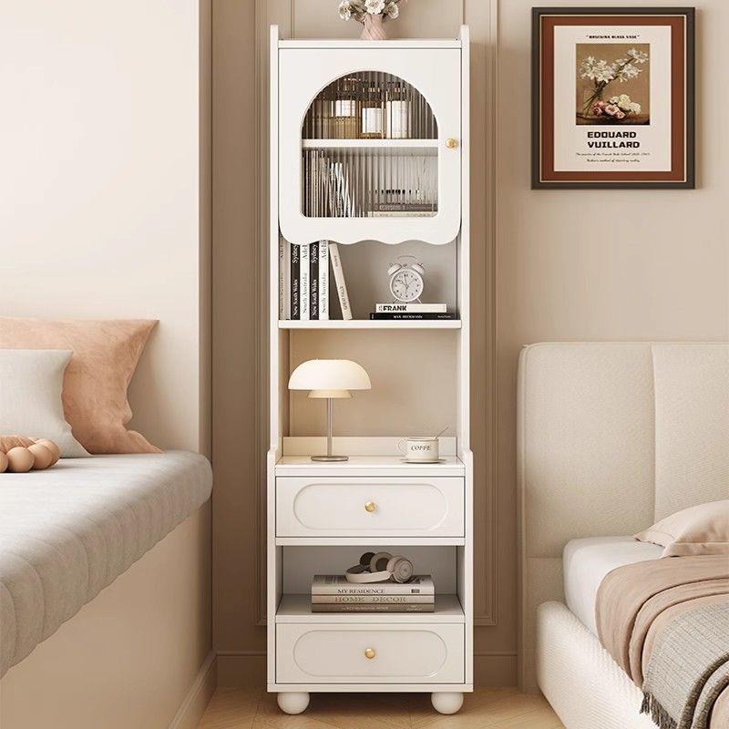 实木床头柜高款床边靠墙储物柜带书架小型家用卧室床头收纳置物柜