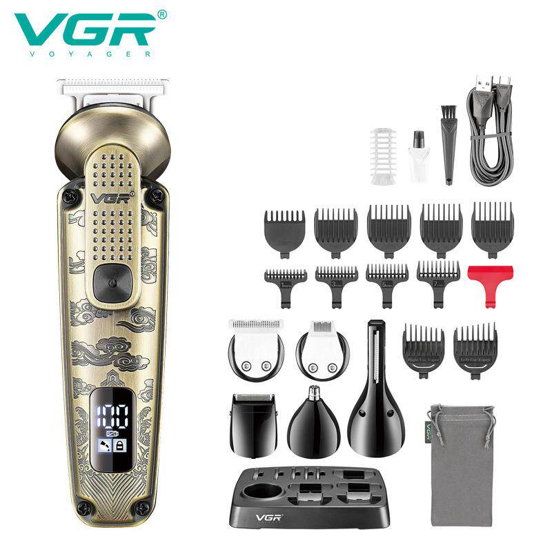 VGR095电动多功能套装理发器六合一数显IPX6级水洗鼻毛修剪