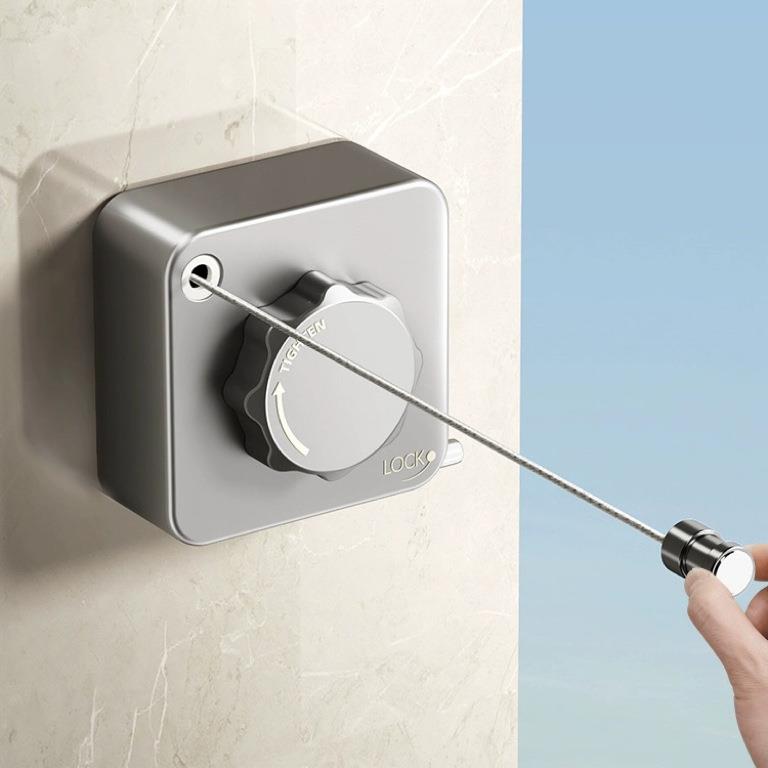 晾衣绳隐形免打孔室内伸缩神器凉衣晾衣架阳台一拉即收缩钢丝衣架