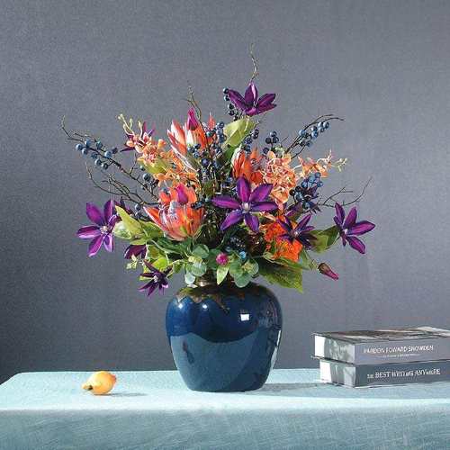 客厅餐桌上的花摆花电视柜装饰花家居花摆件花艺假花插花