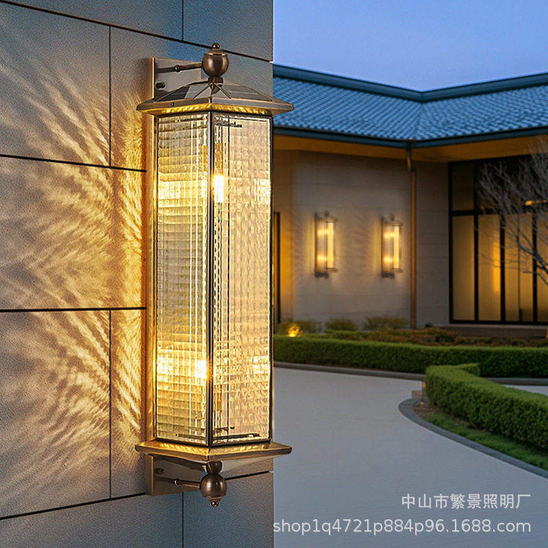 全铜户外防水欧式太阳能壁灯