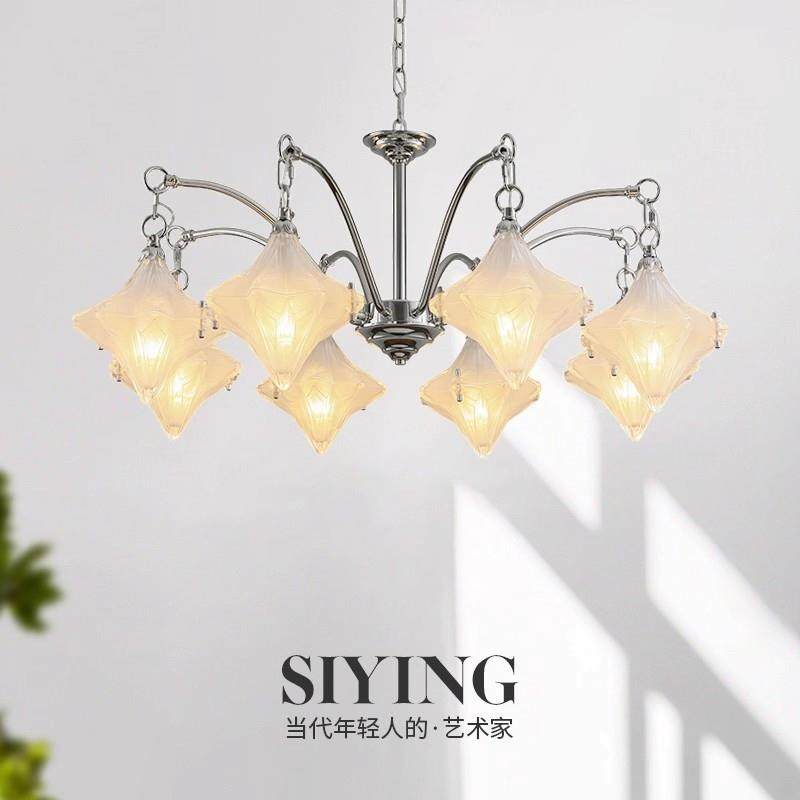 法式吊灯客厅餐厅现代简约创意高级感艺术奶油风复古水晶玻璃灯具