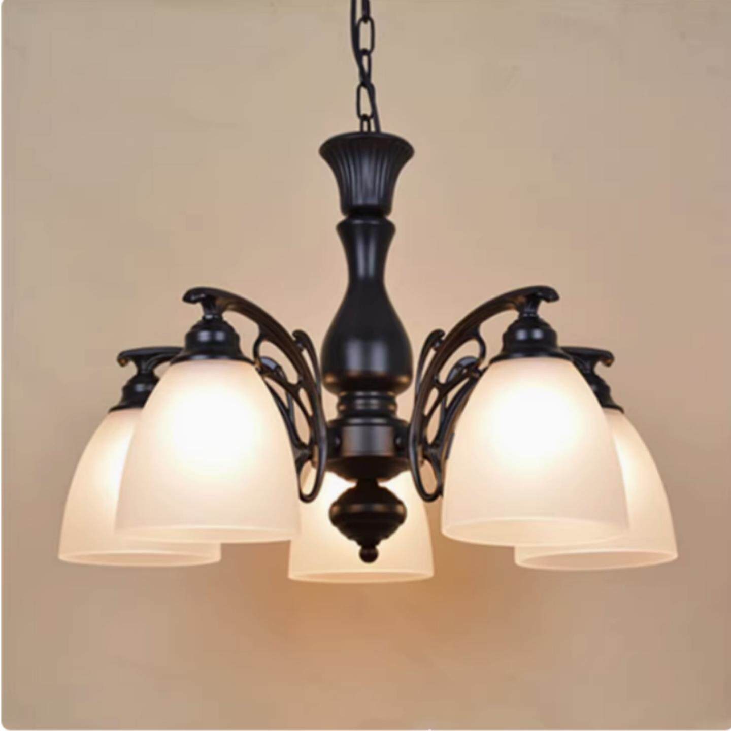 欧式铁艺吊灯简约田园客厅餐厅卧室书房楼梯间3568头美式复古灯饰