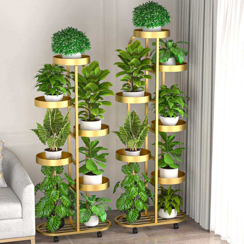 客厅落地式阳台置物架室内花架子植物摆放层架简约现代铁艺花盆架