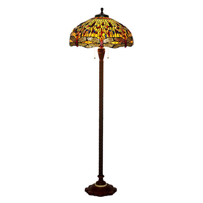 直销20寸蜻蜓帝凡尼彩色玻璃美式复古手工彩玻装饰落地灯