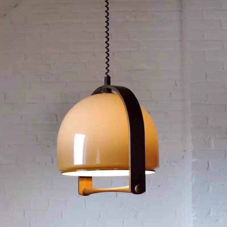 中古玻璃吊灯可伸缩餐厅吧台灯日式实木诧寂风复古岛台餐桌饭厅灯