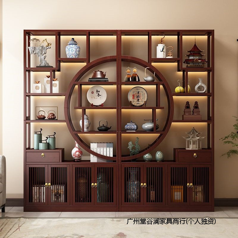 入户玄关新中式屏风多层置物架