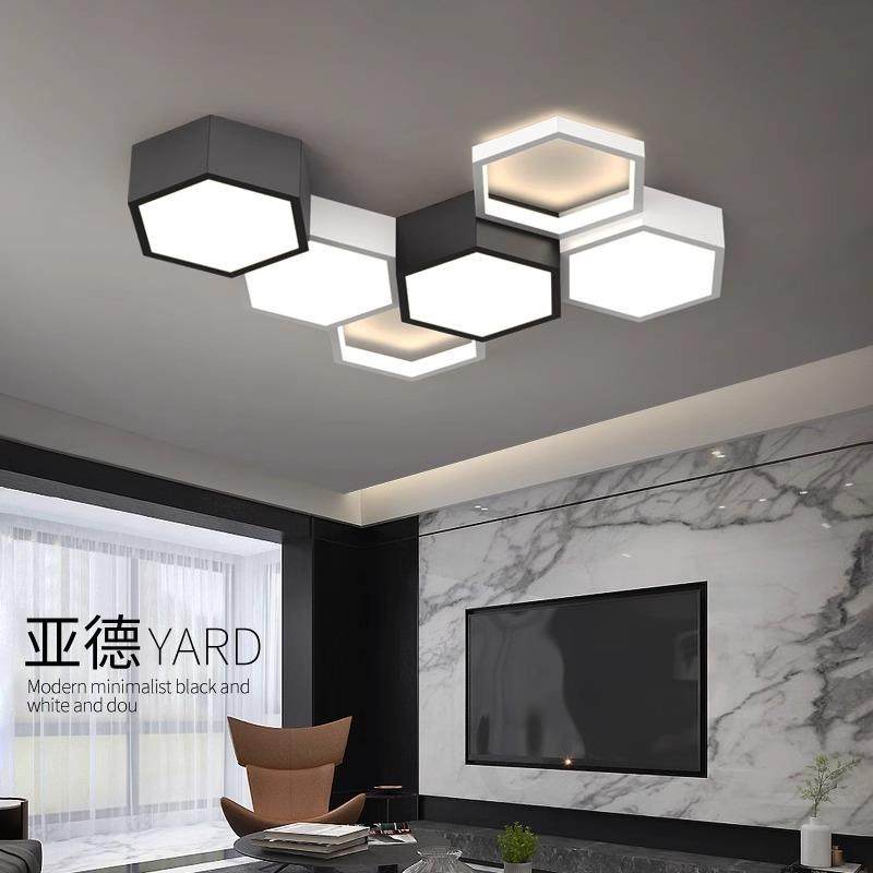 米桓吸顶灯客厅简约现代创意极简黑卧室灯设计师灯具组合撞色灯具