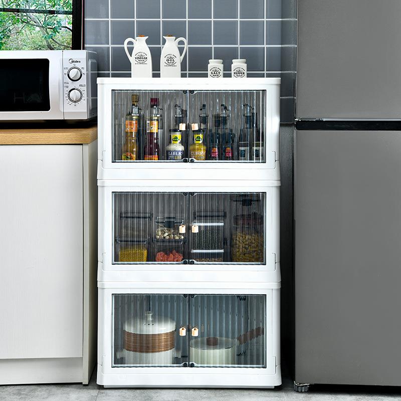 房间双开门柜子储物柜儿童衣物收纳柜免安装多层加厚塑料收纳箱