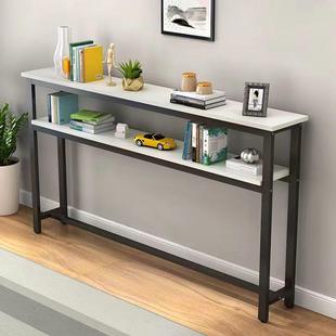 沙发后置物架阳台长条桌窄桌床边夹缝小窄桌双层电脑桌床边夹缝柜