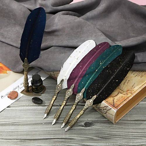 极速Sprinkle Gold Luxury VintagAe Feather Quill Dip Calligra