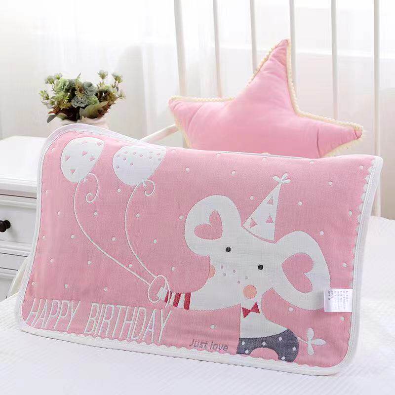 极速儿童枕巾一对装A类纯棉6层纱布枕头巾新生儿R婴儿吸汗透气宝