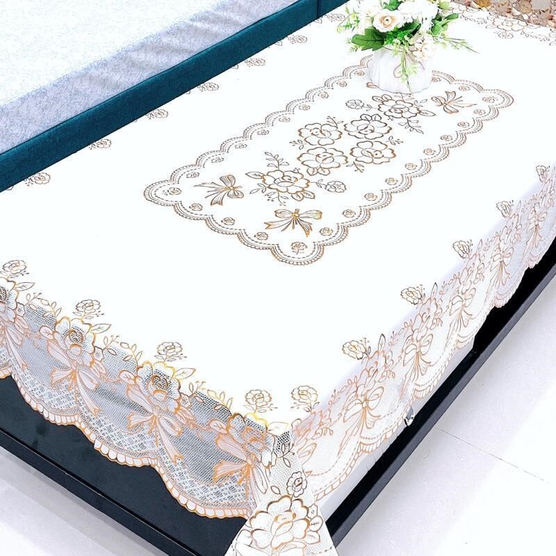 极速【宽1米*长1.5米】pvc茶几桌布防水防烫长方形V蕾丝台布免洗