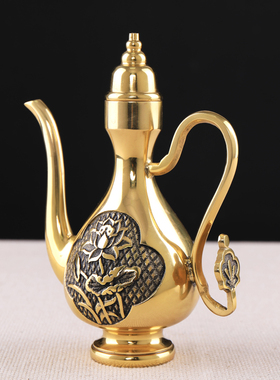 新品纯铜酒杯 铜酒壶小茶壶 供佛茶杯H财神爷供奉佛前神台水杯佛
