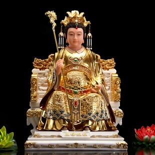 极速汉白玉贴金玉皇大帝王母娘娘神E像供奉道家玉帝神像西王母老