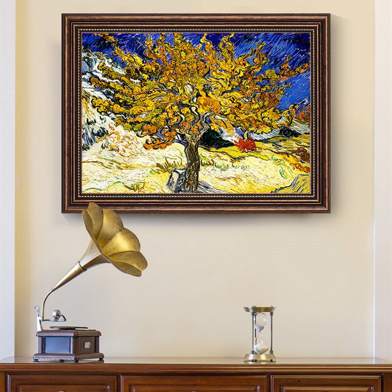 极速美式乡村风景餐厅装饰画 横幅玄关G入户油画挂画 田园风格客