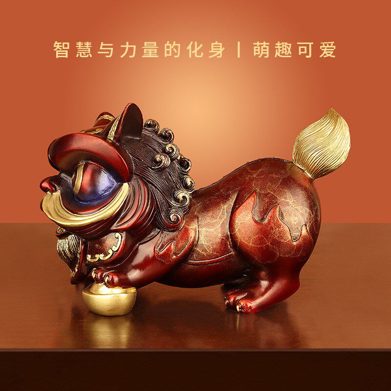 新品吾堂a吾器《醒狮》国潮雄狮摆件中国风礼物铜狮子客厅玄关开