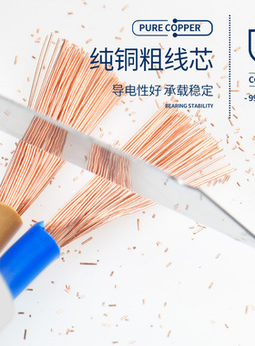 极速国标纯铜珠f江电缆RVV2 3 4芯0.75 1 1.5 2.5平方白色电源护