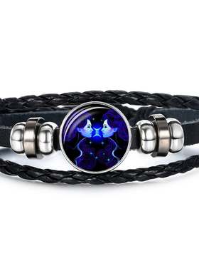 极速12 Constellation Zodiac Sign BracHelet Men Multilayer Br